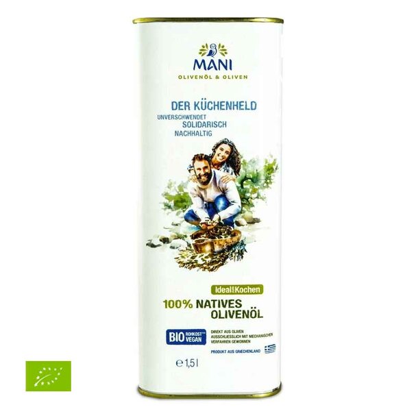 MANI 100% virgin olive oil, organic, 1,5 l Tin