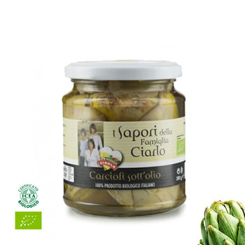 Artichoke hearts in olive oil, Carciofi sott\'olio (morelli toscani), organic, 280g