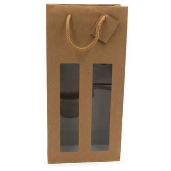Bottle carrier bag (2 fl.) made of recycled paper